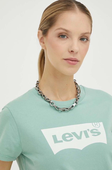 Levi's t-shirt bawełniany kolor zielony