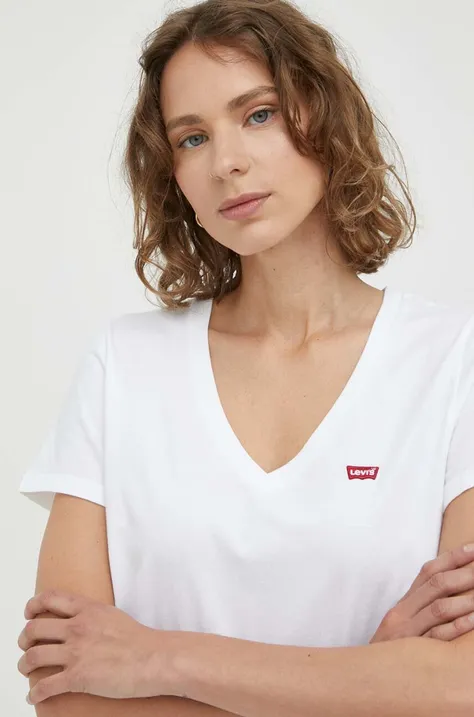 Bavlněné tričko Levi's 2-pack bílá barva
