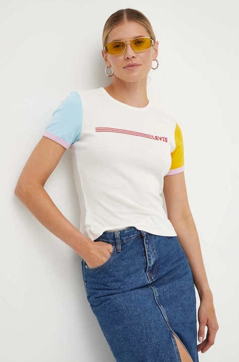 Levi's t-shirt bawełniany kolor beżowy