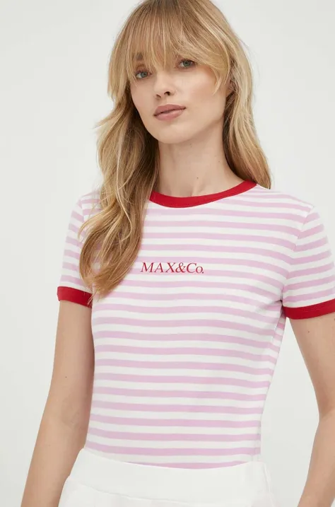 Βαμβακερό μπλουζάκι MAX&Co. χρώμα: ροζ