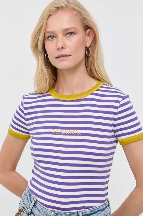 Βαμβακερό μπλουζάκι MAX&Co. χρώμα: μοβ