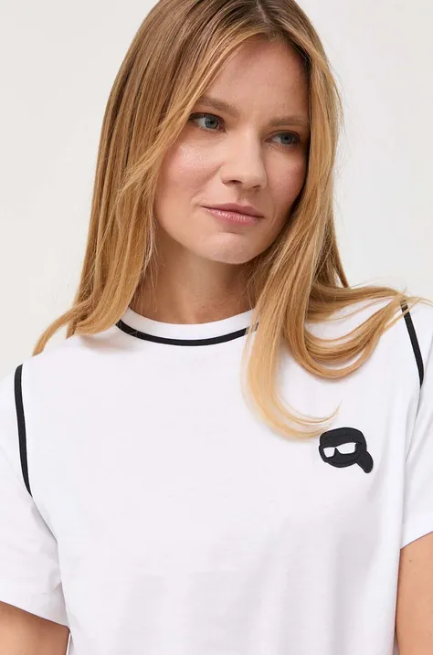 Bavlnené tričko Karl Lagerfeld biela farba