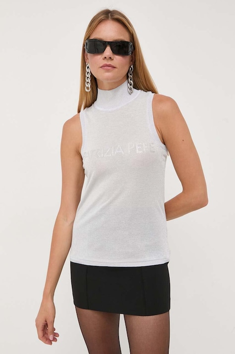 Patrizia Pepe top femei, culoarea gri, cu turtleneck