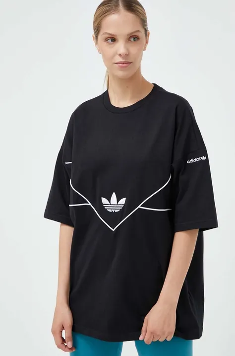 Βαμβακερό μπλουζάκι adidas Originals χρώμα: μαύρο