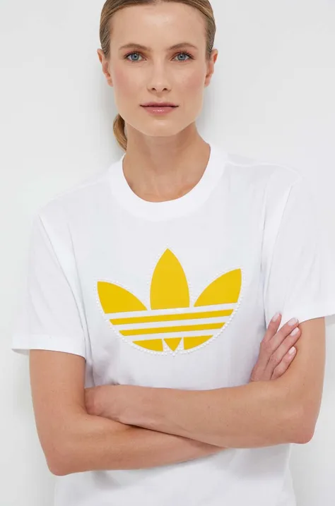 adidas Originals t-shirt bawełniany kolor beżowy