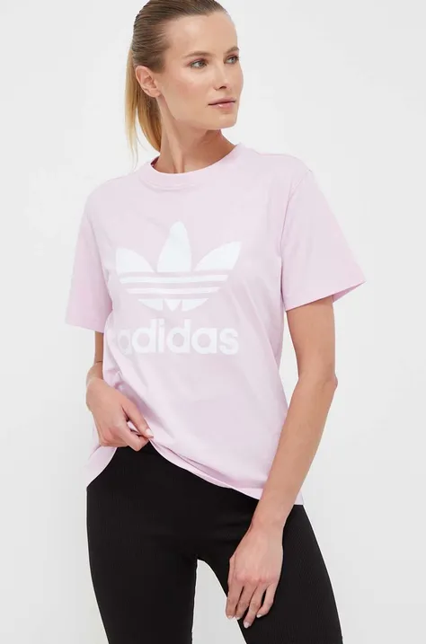 Βαμβακερό μπλουζάκι adidas Originals χρώμα: ροζ