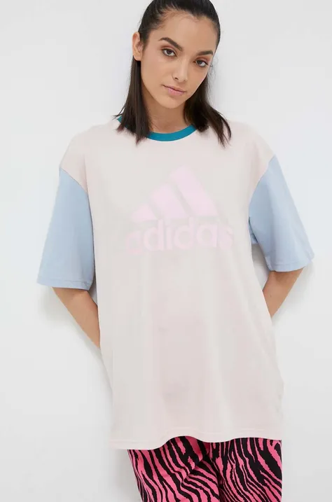 adidas t-shirt bawełniany kolor różowy