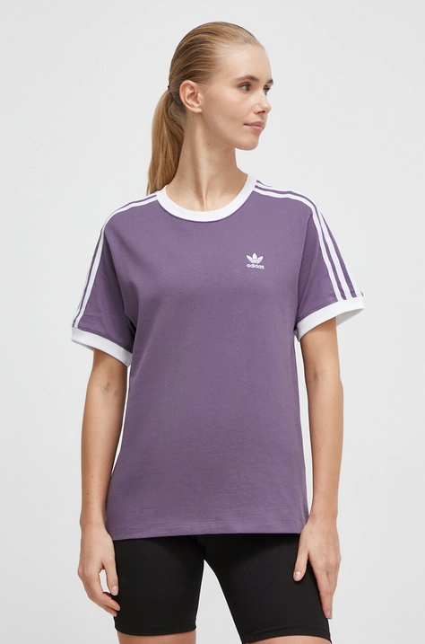 Bavlněné tričko adidas Originals fialová barva