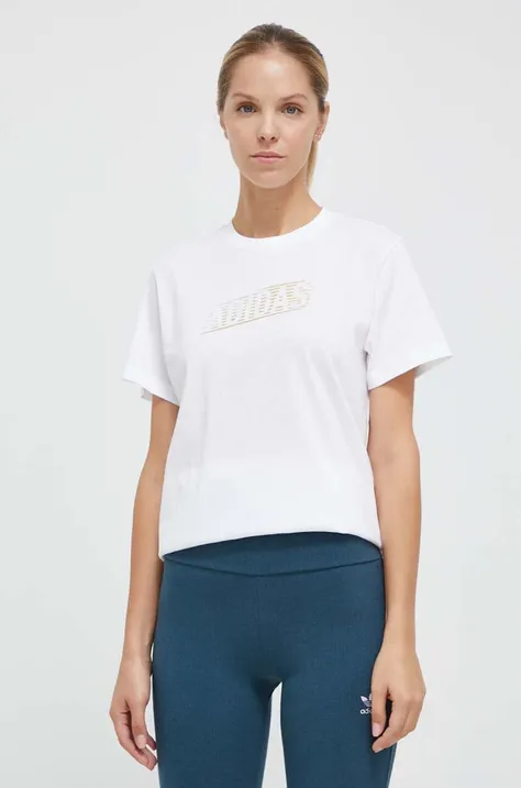 adidas t-shirt bawełniany damski kolor biały