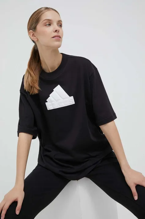 Βαμβακερό μπλουζάκι adidas 0 χρώμα: μαύρο H63008