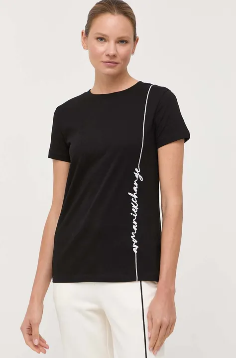 Βαμβακερό μπλουζάκι Armani Exchange χρώμα: μαύρο