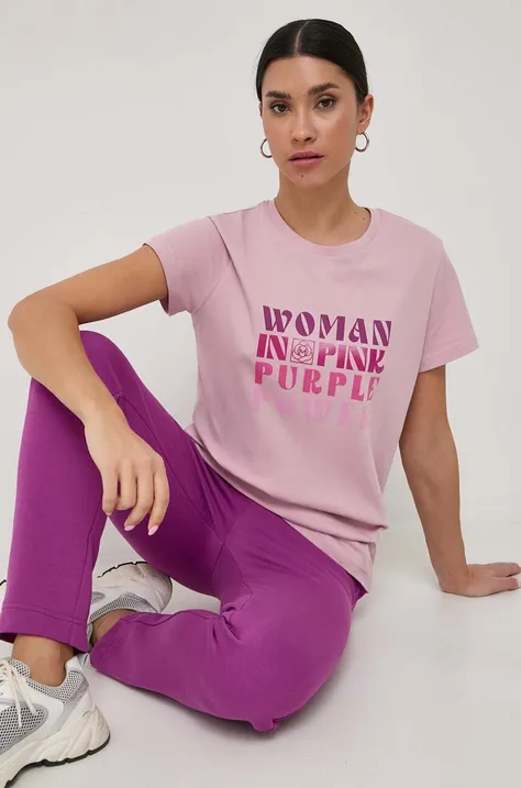 Pamučna majica Marella za žene, boja: ružičasta