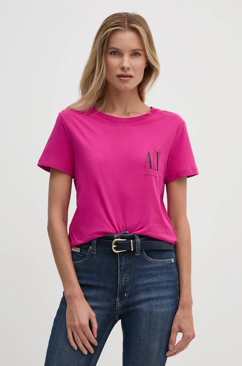 Armani Exchange t-shirt bawełniany kolor różowy