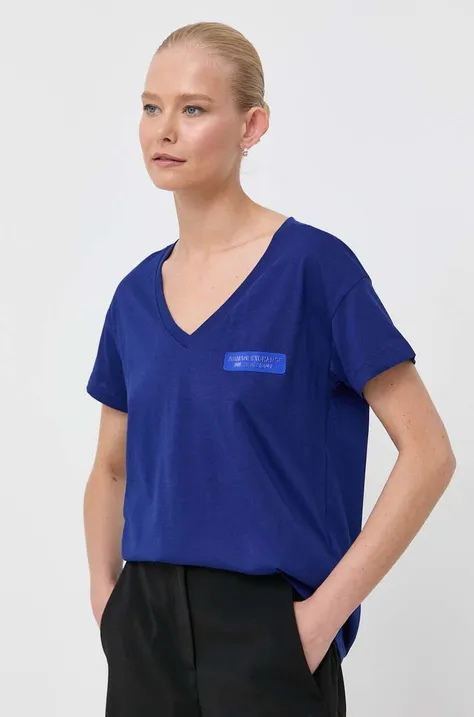 Armani Exchange t-shirt bawełniany kolor niebieski