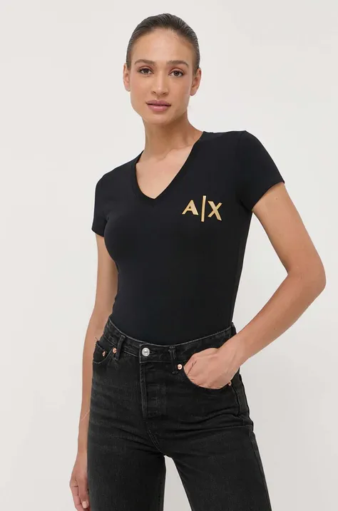 Armani Exchange t-shirt damski kolor czarny