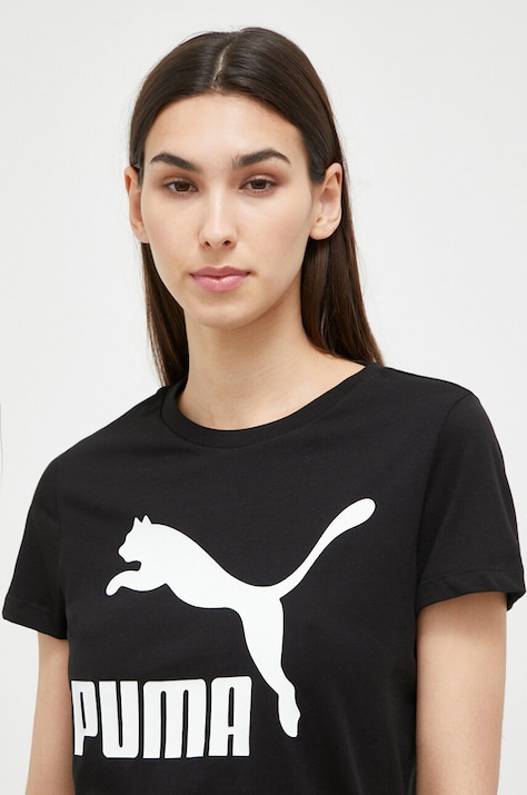 Puma tricou din bumbac culoarea negru