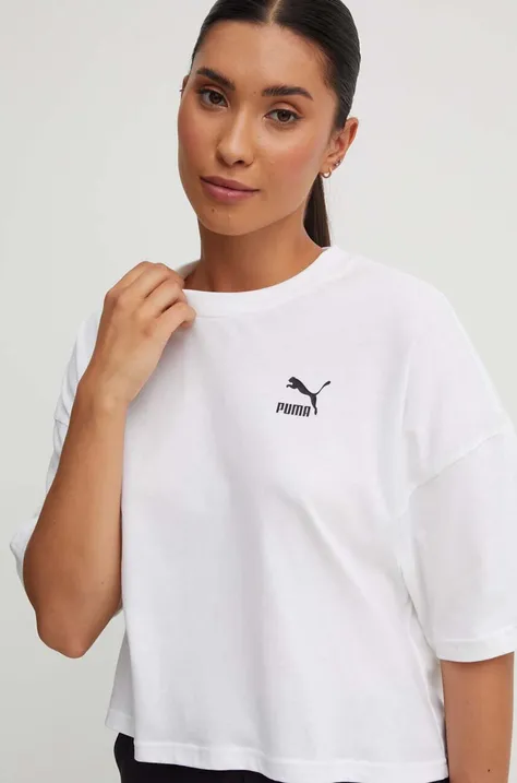 Памучна тениска Puma в бяло