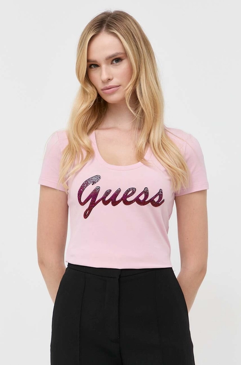 Guess tricou femei, culoarea roz