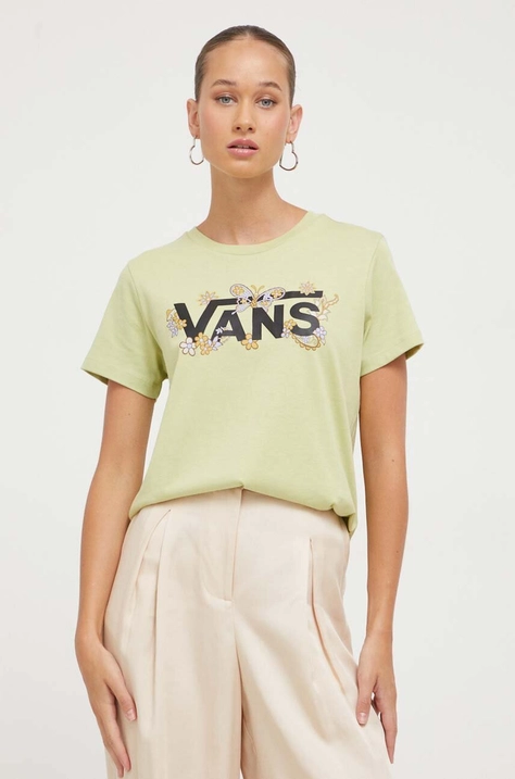 Vans tricou din bumbac culoarea verde