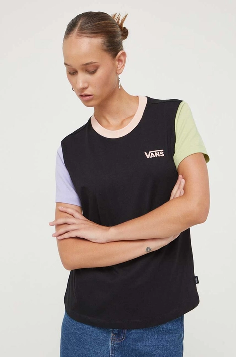 Vans tricou din bumbac culoarea negru