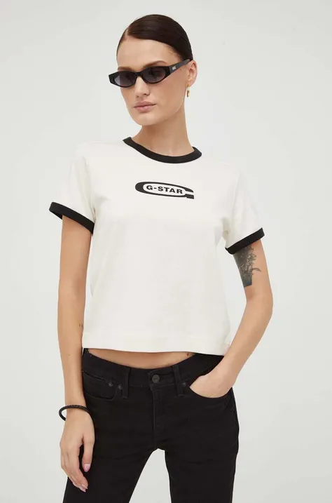 G-Star Raw t-shirt bawełniany kolor beżowy