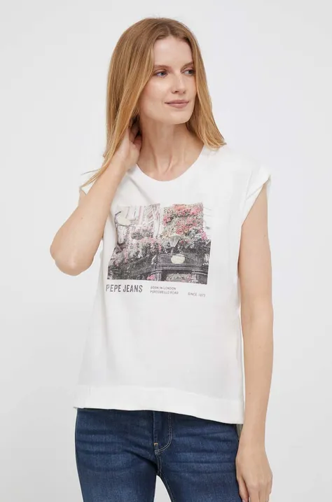 Pepe Jeans t-shirt bawełniany Coraline kolor beżowy
