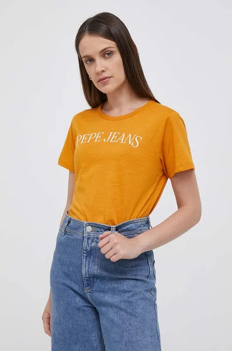 Pepe Jeans t-shirt bawełniany kolor pomarańczowy