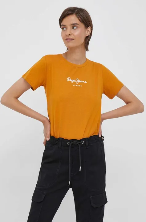 Bombažna kratka majica Pepe Jeans Wendys oranžna barva