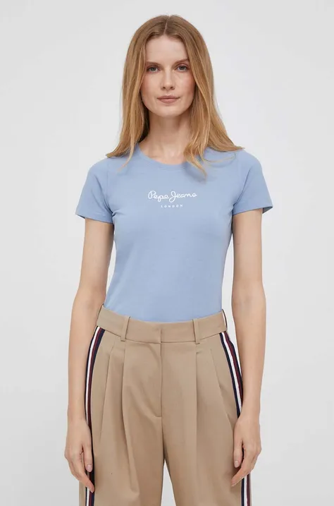 Pepe Jeans t-shirt New Virginia damski kolor niebieski