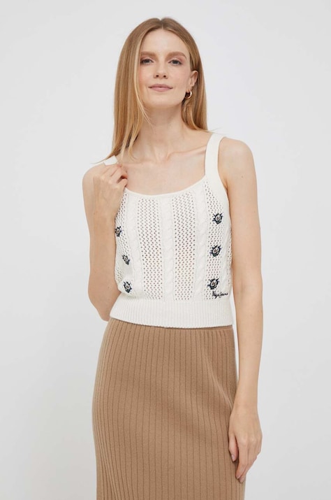 Топ с вълна Pepe Jeans Emalynn в бежово