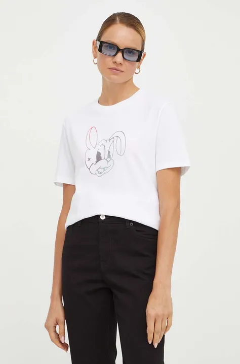 Βαμβακερό μπλουζάκι PS Paul Smith γυναικεία, χρώμα: άσπρο
