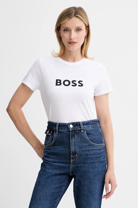 Bavlněné tričko BOSS Orange BOSS ORANGE dámské, fialová barva, 50501139