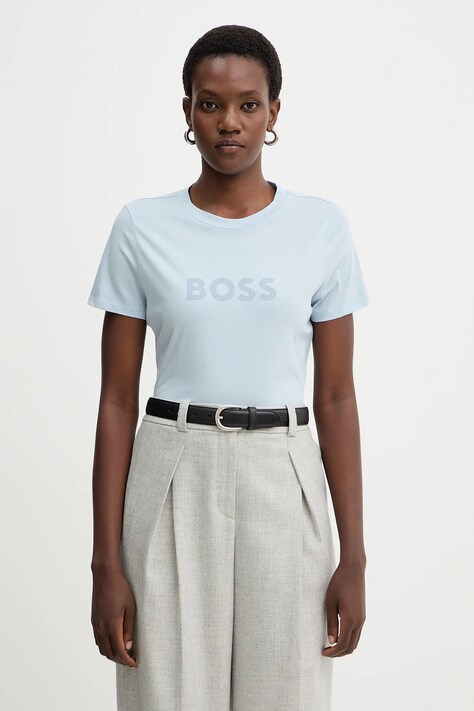 BOSS Orange t-shirt bawełniany BOSS ORANGE damski kolor niebieski 50501139