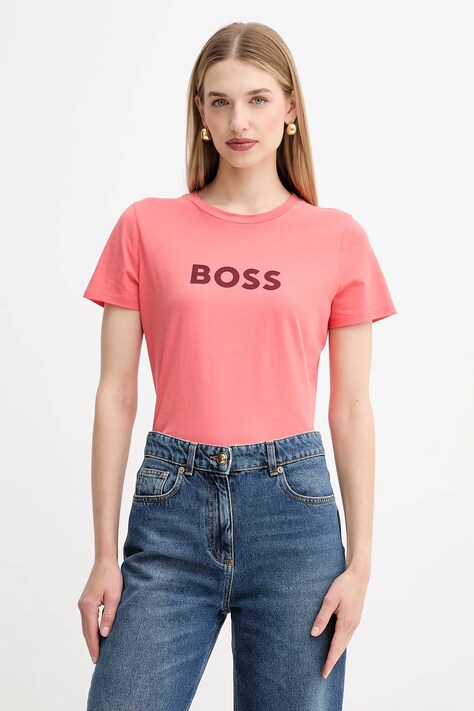 Bavlněné tričko BOSS Orange BOSS ORANGE dámské, fialová barva, 50501139