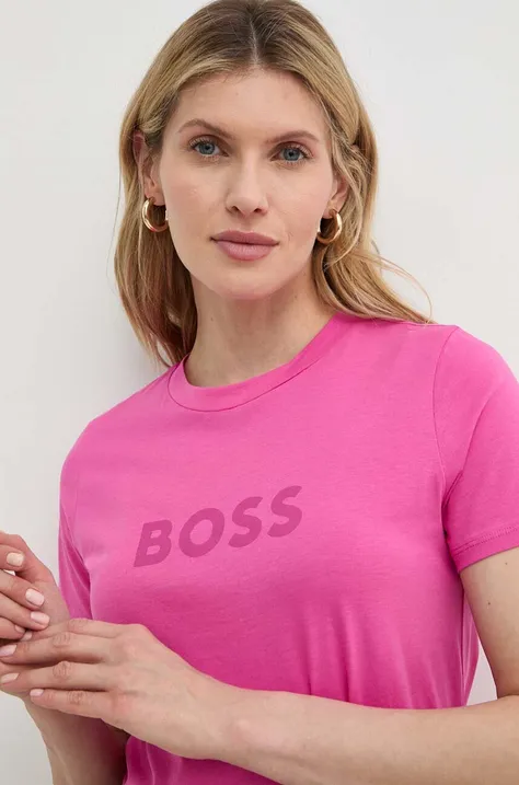 Pamučna majica BOSS ORANGE za žene, boja: ljubičasta, 50501139