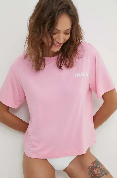 HUGO t-shirt lounge kolor różowy 50490707