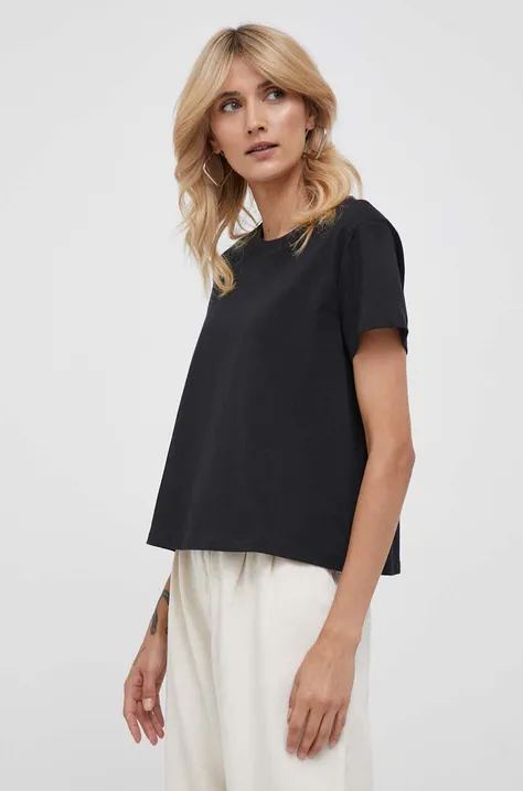 Sisley t-shirt bawełniany kolor czarny