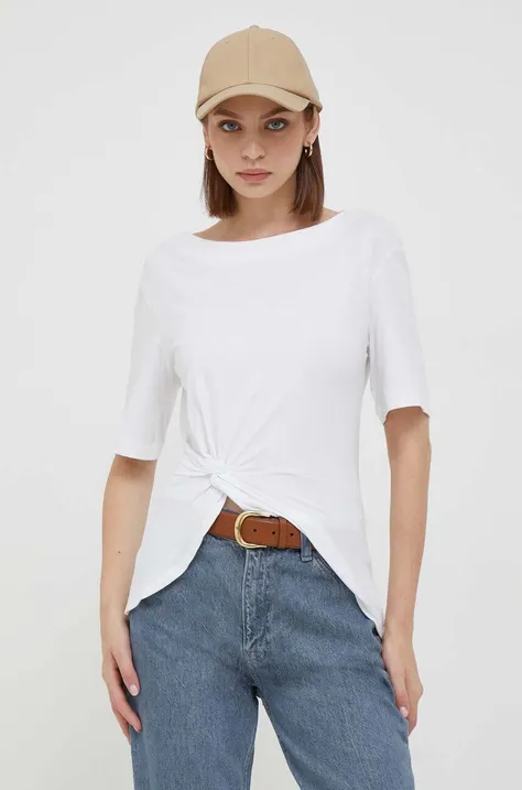 Βαμβακερό μπλουζάκι Sisley χρώμα: άσπρο