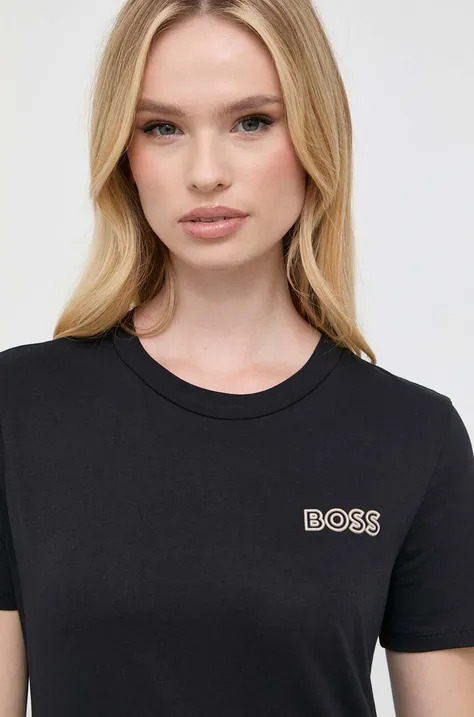 Βαμβακερό μπλουζάκι BOSS x Alica Schmidt χρώμα: μαύρο