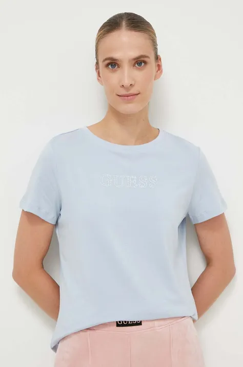 Guess t-shirt BRIANA damski kolor niebieski V3BI11 J1314