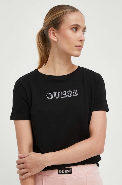 Guess tricou BRIANA femei, culoarea negru, V3BI11 J1314