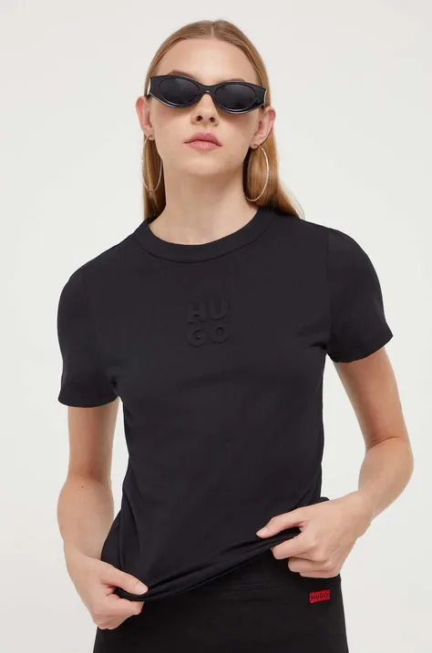 Бавовняна футболка HUGO колір чорний