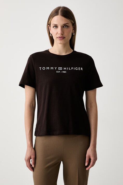 Tommy Hilfiger tričko dámské bavlněné hnědé WW0WW40276
