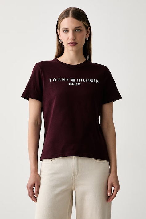 Tommy Hilfiger tricou pentru femei din bumbac burgund WW0WW40276