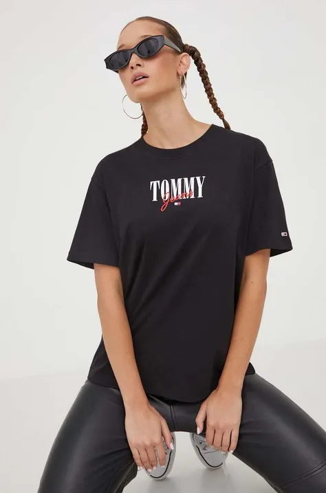 Pamučna majica Tommy Jeans boja: crna