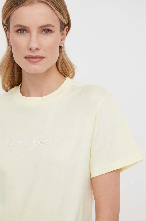 Calvin Klein tricou din bumbac femei, culoarea galben K20K205448