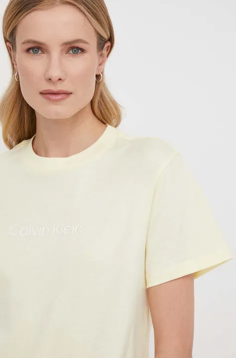 Pamučna majica Calvin Klein za žene, boja: žuta