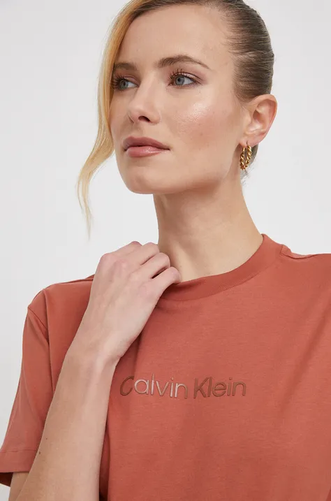 Pamučna majica Calvin Klein za žene, boja: narančasta