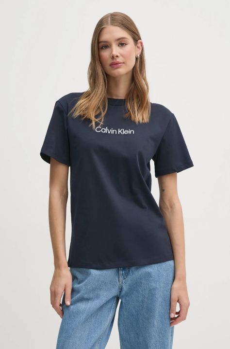 Calvin Klein tricou din bumbac femei, culoarea albastru marin, K20K205448