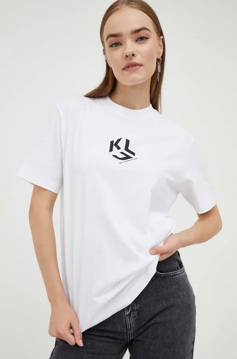 Κοντομάνικη μπλούζα Karl Lagerfeld Jeans χρώμα: άσπρο